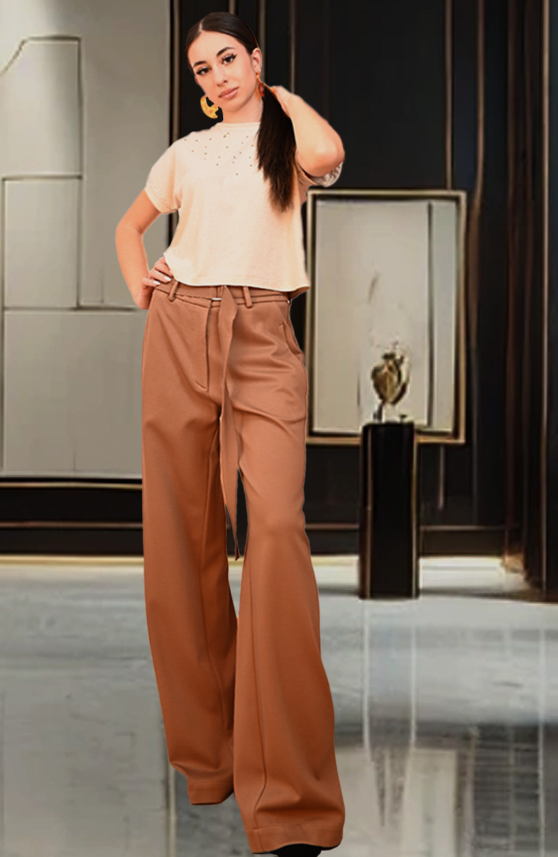 Wide Leg Tailored Pants in Cappuccino